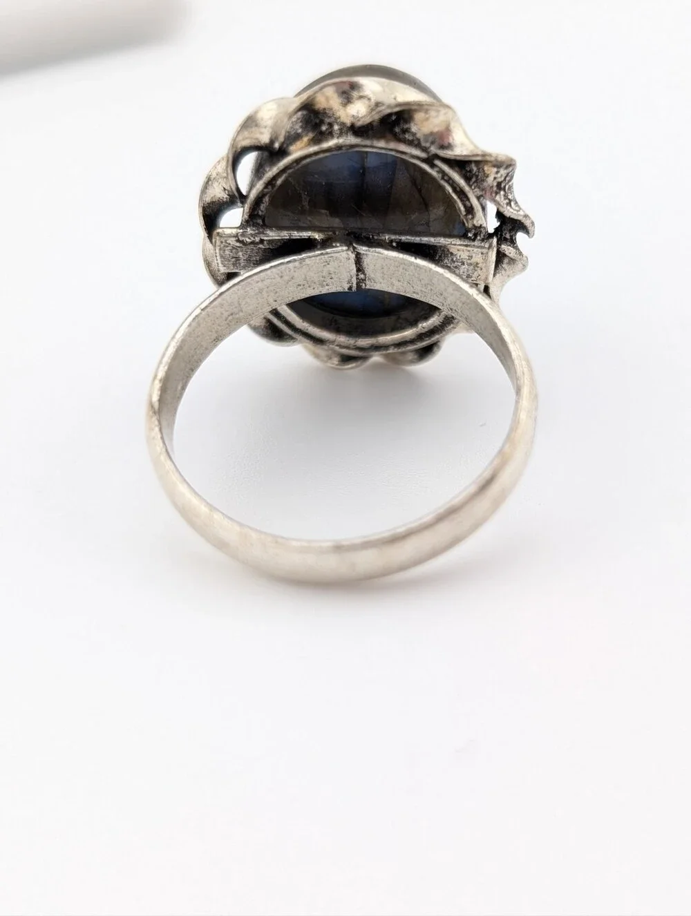Labradorite Twisted Halo Silver Statement Ring - Bohemian Jewelry - 5.5 - J